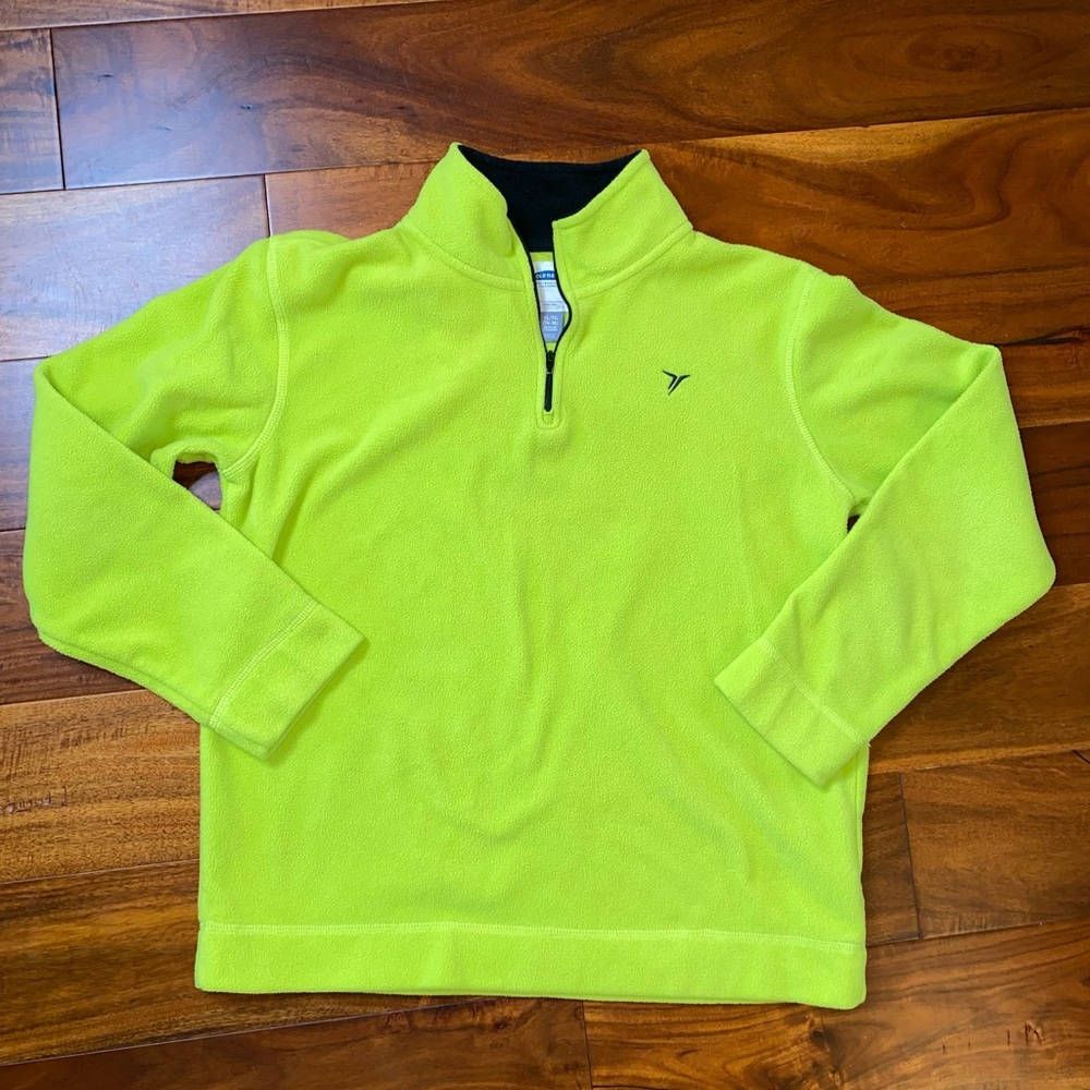 EUC Boys SZ XL (14/16) Old Navy Yellow/Green Long Sleeve 1/4 Zip Pullover Fleece